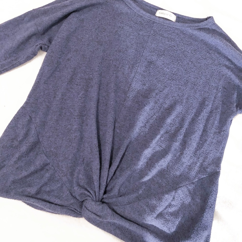 Blue twist front sweater